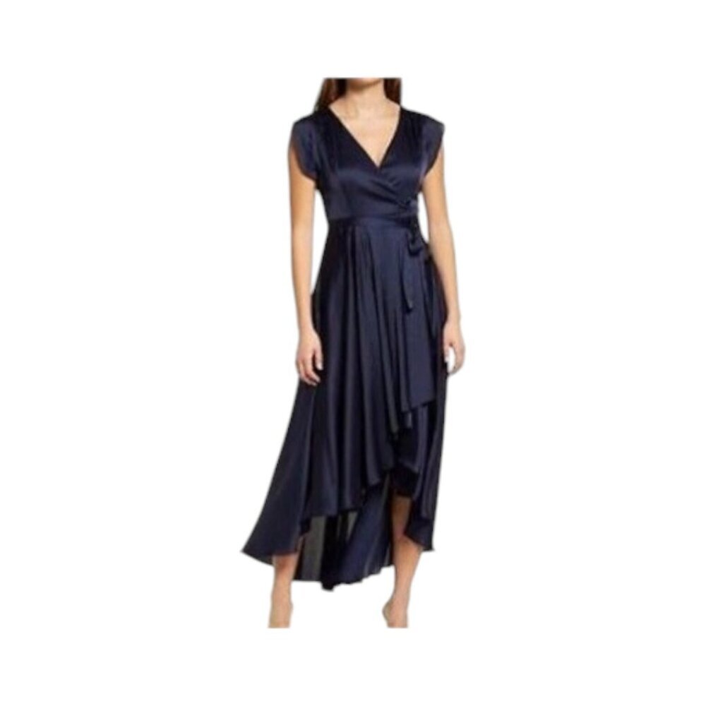 Women's Lulu's Fallen For You Satin High Low Maxi Dress Navy Sz Large NWT #